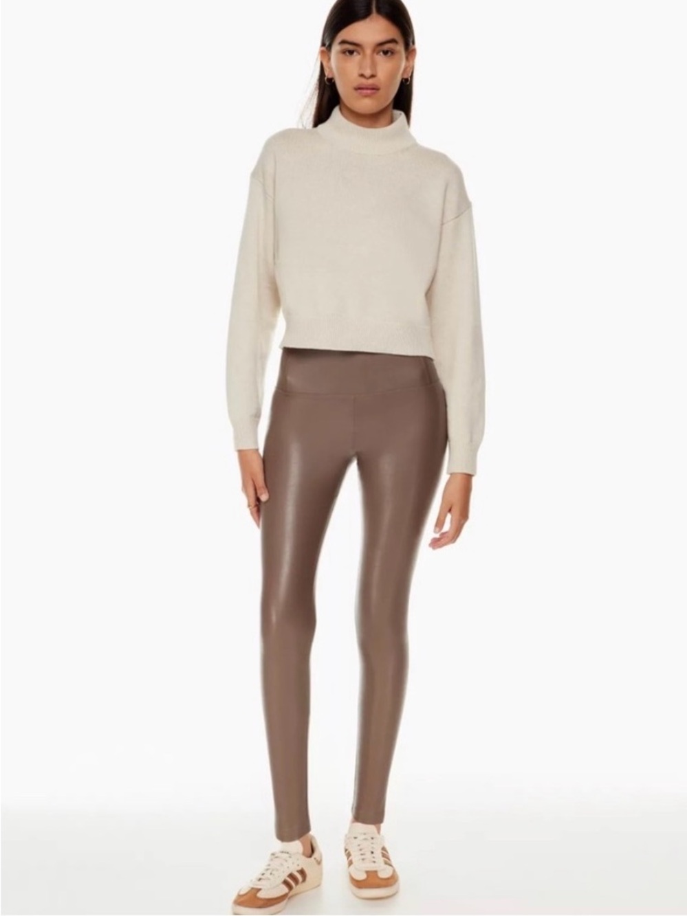 Wilfred Free Faux Leather Skirt in Beige